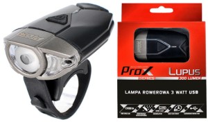 Lampa przód PROX LUPUS 1 LED 3W USB czarna